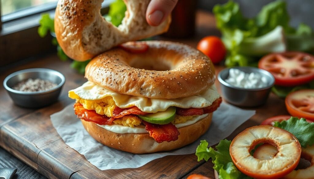 Bagel Breakfast Sandwich Assembly