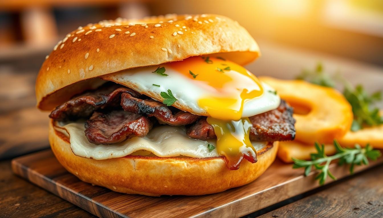 steak egg and cheese bagels