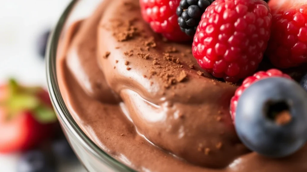 No-Bake Chocolate Avocado Mousse – A creamy, rich dessert with healthy fats and no refined sugar.